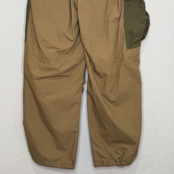 Anthropologie Olive Green Cargo Parachute Pants Size 26 Contrast Pockets Cotton - Picture 8 of 10